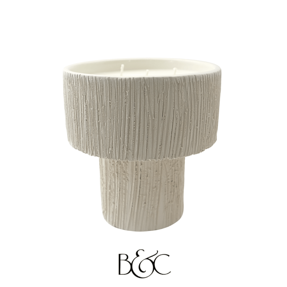 Bougie Coupe Striee Blanche