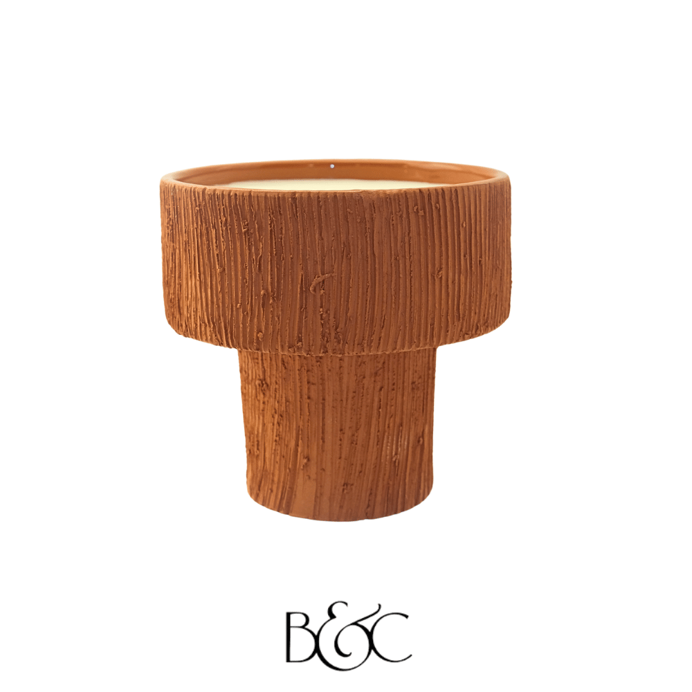 Bougie Coupe Striee Terracotta