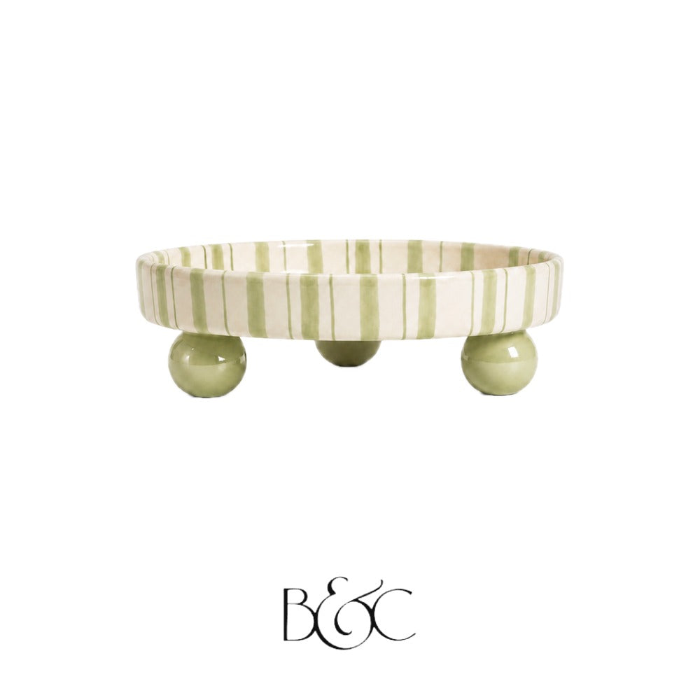 Plateau boules rayé Blossom, Olive – BEŶT