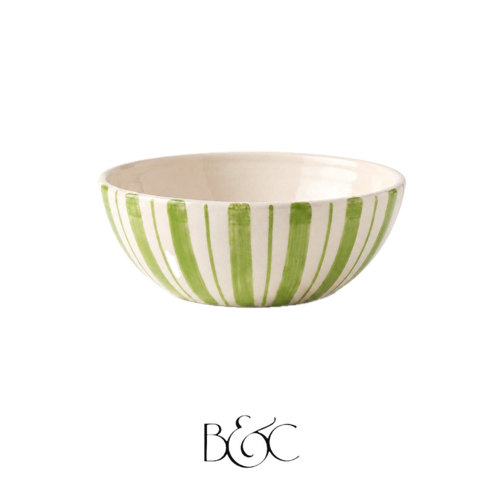 Saladier rayé Blossom, Olive – BEŶT