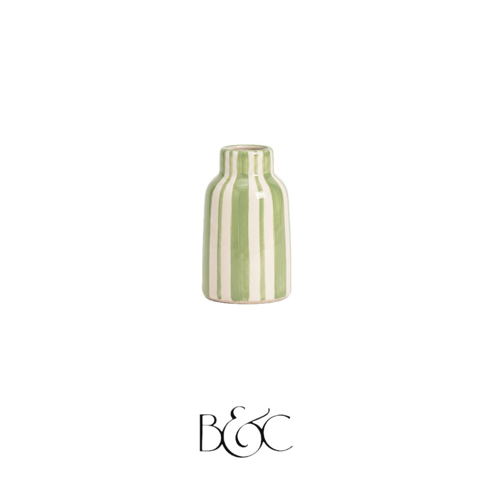 Petit vase rayé Blossom, Olive – BEŶT