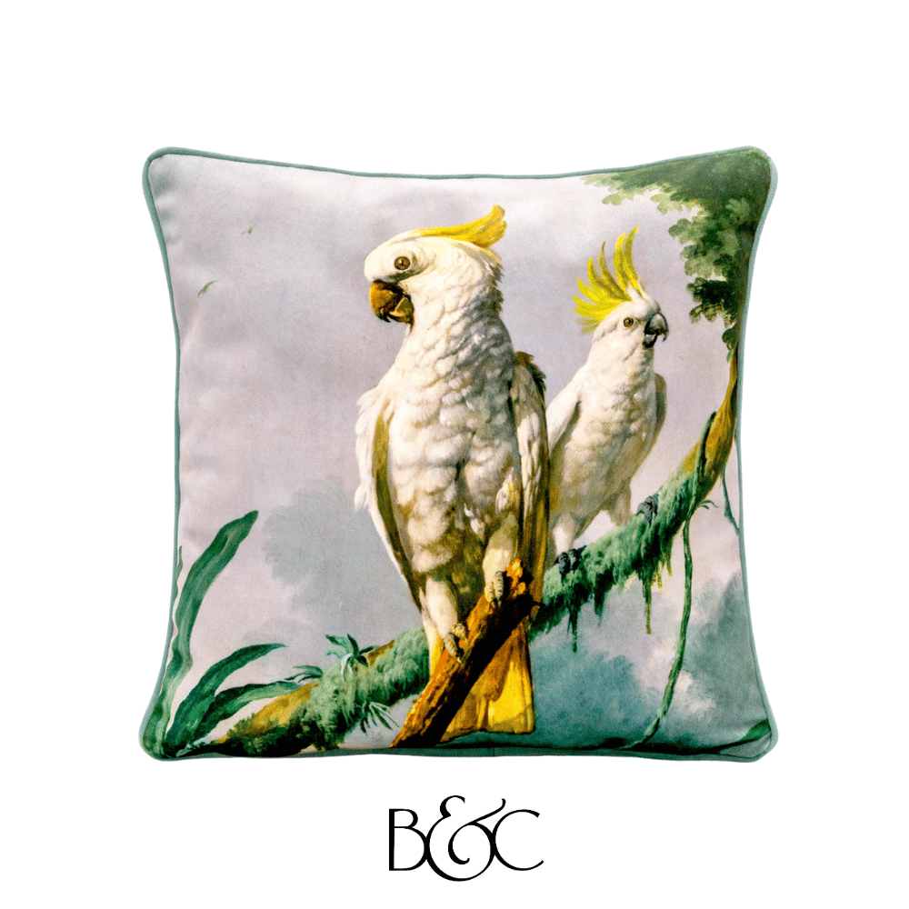 Coussin White Parrots