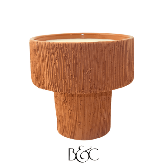 Bougie Coupe Striee Terracotta